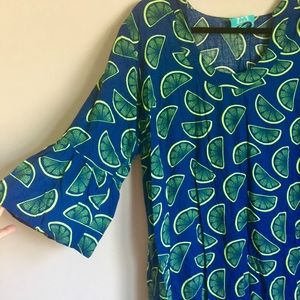 ESCAPADA | 3/4 Bell Sleeve Lime Print Resort Dress